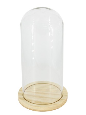Колпак клош стеклянный на деревянной подставке, цвет орех, 80/185 мм