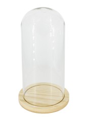 Колпак клош стеклянный на деревянной подставке, цвет натуральный, 80/185 мм