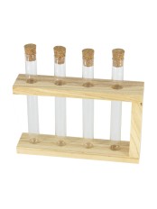 Деревянная подставка с пробирками для специй и декора 4 шт, цвет натуральный
