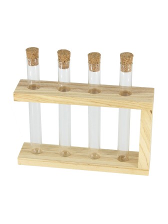 Деревянная подставка с пробирками для специй и декора 4 шт, цвет натуральный