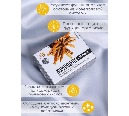 БАД Грибная серия "Кордицепс с мумиё" для мочеполовой системы, 30 капсул БАД Грибная серия "Кордицепс с мумиё" для мочеполовой системы, 30 капсул