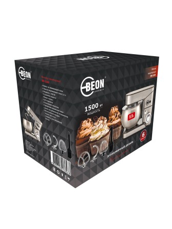 Миксер планетарный BEON BN-2200, чаша из нерж. стали 5.5 л, 1500 Вт