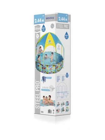 Бассейн Bestway 56432 каркасный с навесом 1688 л, 244х51 см