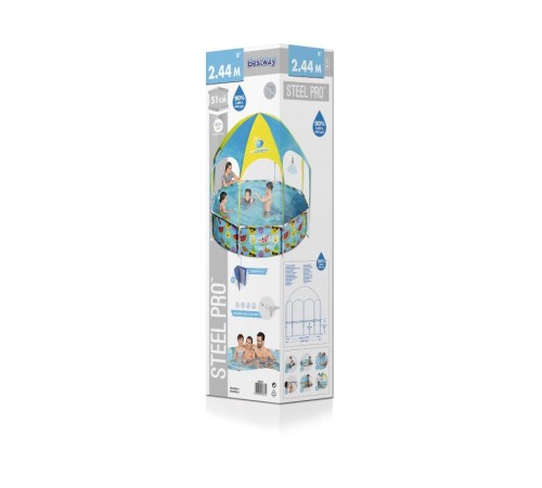 Бассейн Bestway 56432 каркасный с навесом 1688 л, 244х51 см