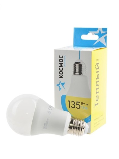 Лампочка светодиодная Космос А60 15W E2730 груша теплый