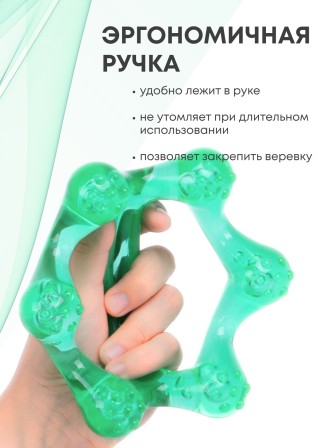 Массажер ЛАПОНЬКА-6 зеленый с ручкой, 6 массажных элементов с шипами 