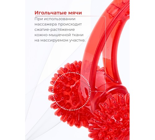 Массажер медицинский ЛИДЕР, 2 колеса красный Массажер медицинский ЛИДЕР, 2 колеса красный
