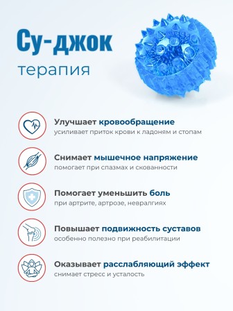 Массажер МАССАЖНЫЙ ШАРИК синий медицинский с двумя металлическими пружинами без упаковки