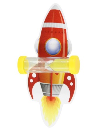 Часы песочные детские на присоске "Чистим зубки", ракета красная, часы желтые