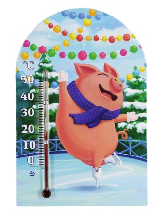 Термометр сувенир "Зоо Мир" Свинья на коньках