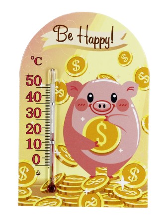 Термометр сувенир "Зоо Мир" Свинья с монеткой