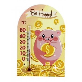 Термометр сувенир "Зоо Мир" Свинья с монеткой