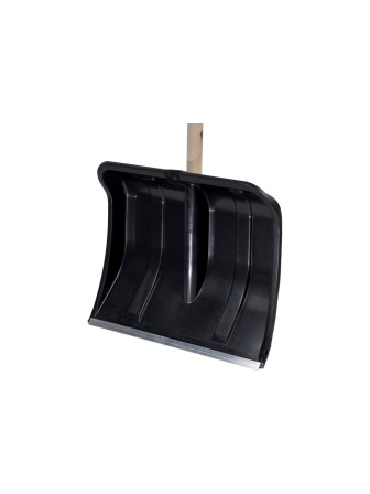 Лопата снеговая пластиковая Богатырь с алюминиевой планкой, деревян. черенок и V-ручка