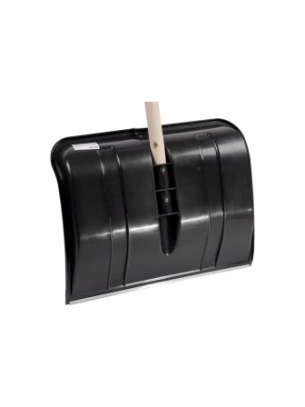 Лопата снеговая пластиковая Богатырь с алюминиевой планкой, деревян. черенок и V-ручка