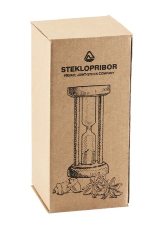 Часы песочные 5 мин деревянные Стеклоприбор, песок оранжевый, цвет орех, широкие