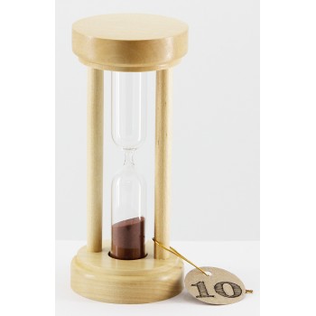 Часы песочные 10 мин деревянные Стеклоприбор, песок коричневый, цвет натуральный, широкие