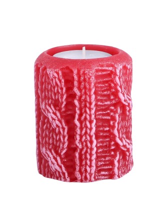 Свеча с подсвечником для чайной свечи "Вязаный пенек" 6,5 см Омский свечной