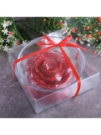 Плавающая свеча Роза красная в подсвечнике 11 см