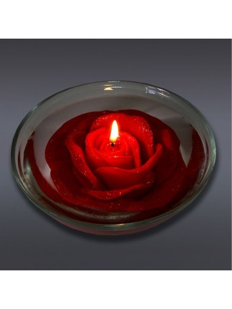 Плавающая свеча Роза красная в подсвечнике 11 см