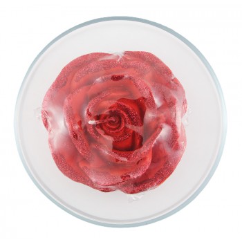 Плавающая свеча Роза красная в подсвечнике 11 см