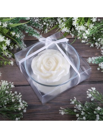 Плавающая свеча Роза кремовая в подсвечнике 11 см