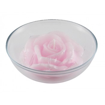 Плавающая свеча Роза розовая в подсвечнике 11 см