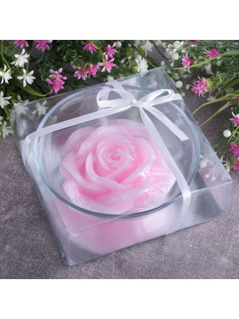 Плавающая свеча Роза розовая в подсвечнике 11 см