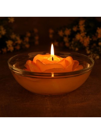 Плавающая свеча Роза чайная в подсвечнике 11 см