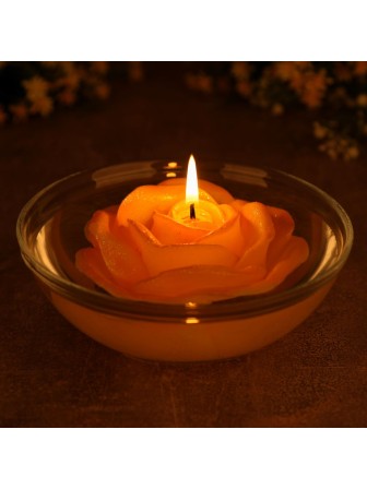 Плавающая свеча Роза чайная в подсвечнике 11 см