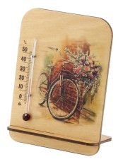 Термометр сувенирный деревянный Д-8 "Велосипед с цветами" 