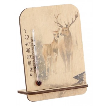 Термометр сувенирный деревянный Д-8 "Олени" 