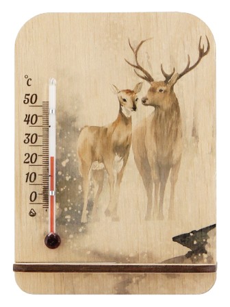 Термометр сувенирный деревянный Д-8 "Олени" 