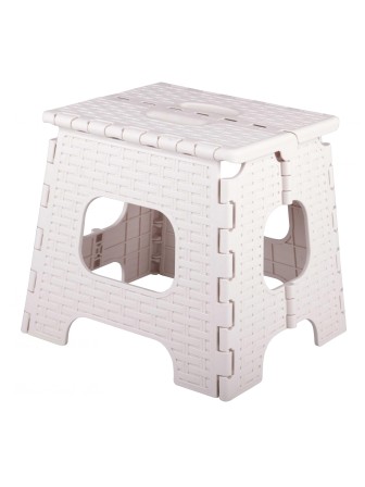 Табурет складной маленький Плетенка М7096 пластиковый бежевый