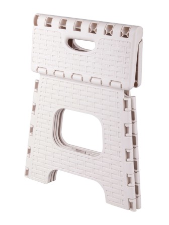 Табурет складной маленький Плетенка М7096 пластиковый бежевый