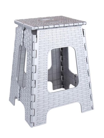 Табурет складной пластиковый Плетенка М3121 большой, серый