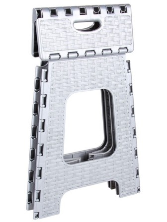 Табурет складной пластиковый Плетенка М3121 большой, серый