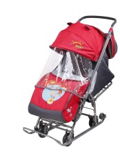 Санки-коляска Ника "Наши детки" НДТ4-2/1 красный с девочкой и слоном