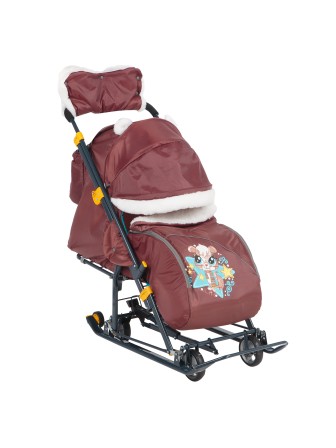 Санки-коляска Ника детям НД7-6/12 с бельчонком шоколадный
