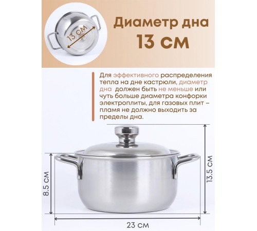 Кастрюля Амет Классика 1,5 л 1С373 с металлической крышкой