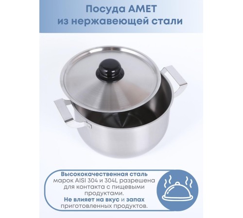 Кастрюля Амет Эконом 3 л 1С815 с металлической крышкой