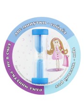 Часы песочные детские Стеклоприбор тип 3 исп. 2 "Чистим зубки" (розовая девочка, синий песок)