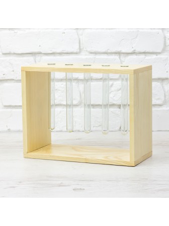 Деревянная подставка с 5 пробирками для специй Стеклоприбор, цвет натуральный