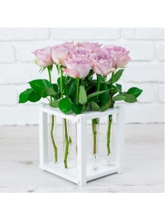 Деревянная подставка с 9 пробирками для специй и декора, цвет белый