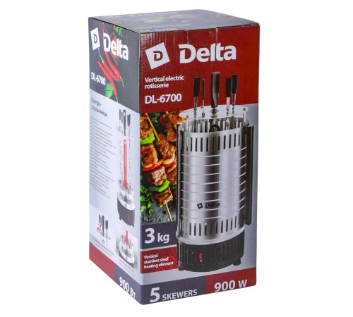 Электрошашлычница-гриль вертикальная Delta DL-6700
