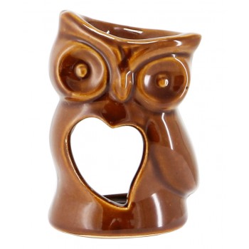 Аромалампа Сова с сердцем 9х5,5 см коричневая, керамика