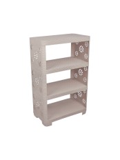 Этажерка пластиковая Плетенка М2553 №2 бежевая, 4-х секционная