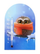 Сувенир "Термометр "Зоо Мир" Совенок в красном шарфе