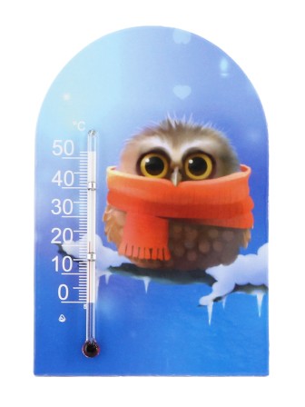 Сувенир "Термометр "Зоо Мир" Совенок в красном шарфе