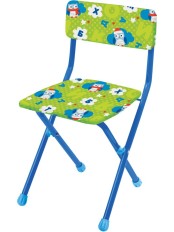 Стул детский Ника СТУ3/3 "Совята на зеленом" (зеленая обивка, буквы, совята, синий каркас)