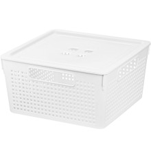 Коробка квадратная Лофт VIOLET 11 л, с крышкой, белая